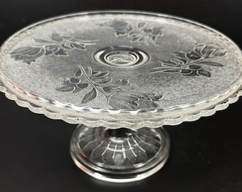 EAPG Bryce Campbell Jones Rose the Snow Pressed Pattern glass Cake Plate Stand