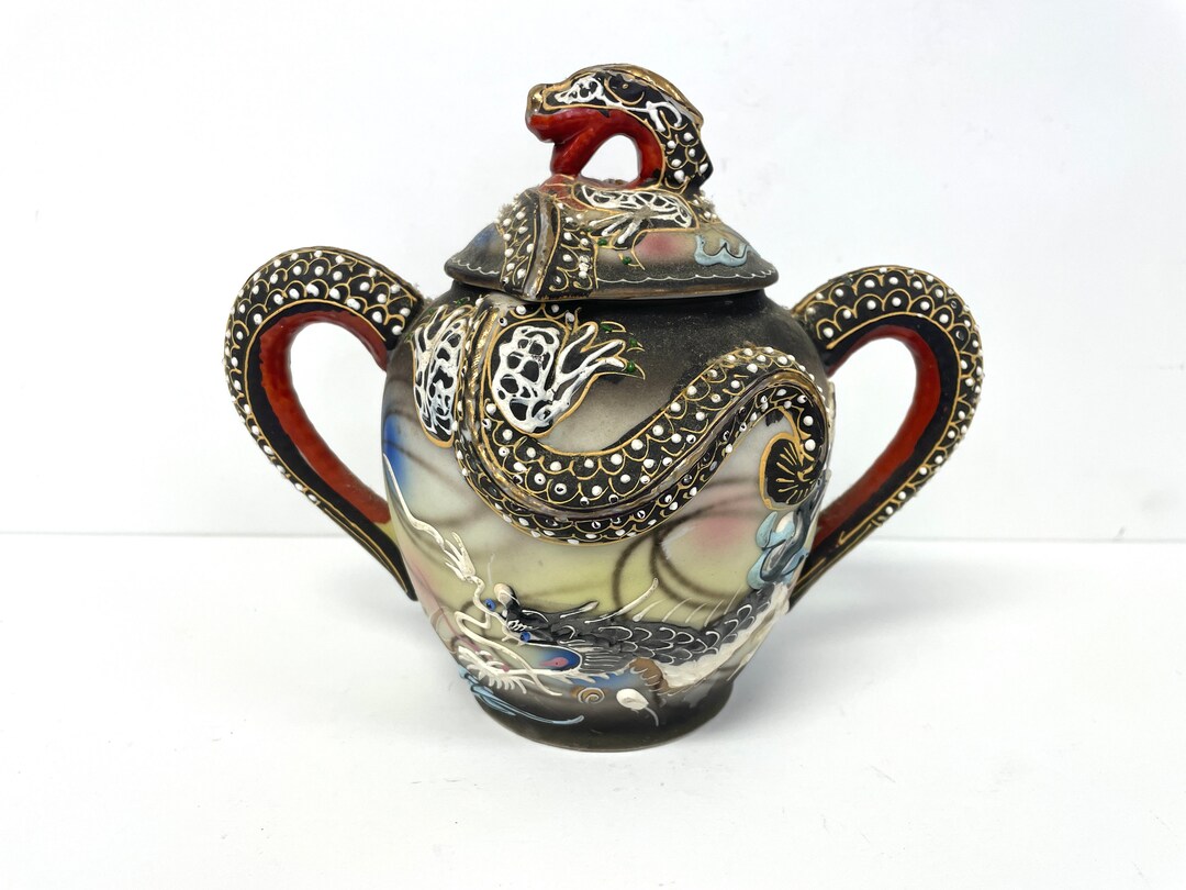 Chinese Dragon Dragonware Moriage Highly Decorated China Sugar Bowl Etsy
