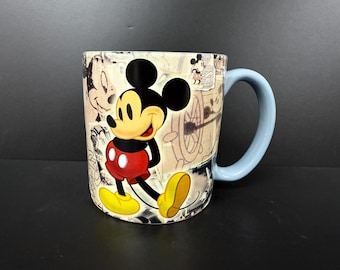 Disney Mickey Mouse Collage Coffee Mug Blue Interior