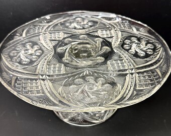 EAPG Pressed Pattern Glass Indiana Double Pinwheel Juno Cake Stand