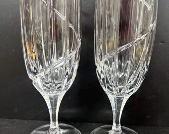 2 Vintage Mikasa Crystal Glass Uptown Iced Tea Glasses 8 3/8"