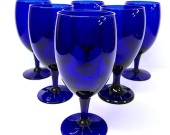 Set 6 Pier 1 P1C13 Cobalt Blue Water Iced Tea Glass