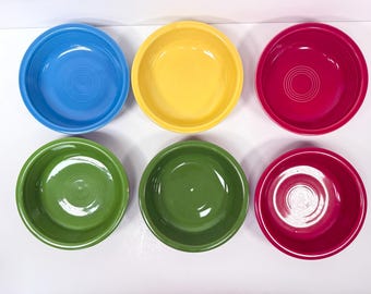 6 Fiesta Homer Laughlin China Cereal Bowls Red Yellow Green Blue