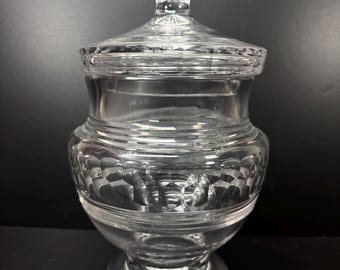 Antique Cut Glass Crystal Apothecary Sweetmeat Jar w/ Lid WOW