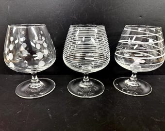 3 Mikasa Crystal Cheers Brandy Snifters Glasses Stems Goblets