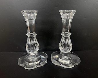 Pair Sullivans Lead Crystal Poland 6" Candle Sticks