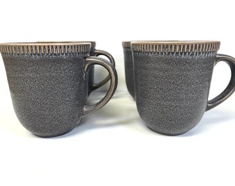 Set 4 Pier 1 China Pottery Easton Charcoal Coffee Mugs