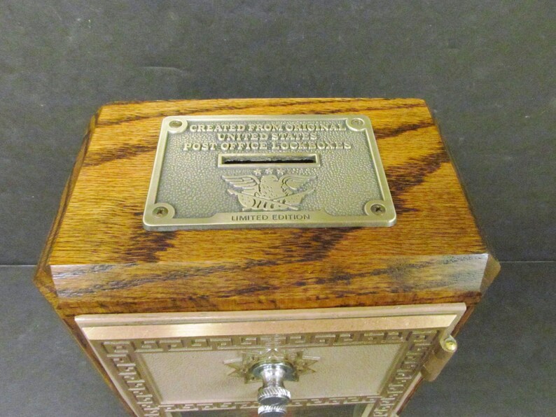 Antique US Post Office Box Door Coin Bank Dark Oak Circa 1960 2 Size Etsy