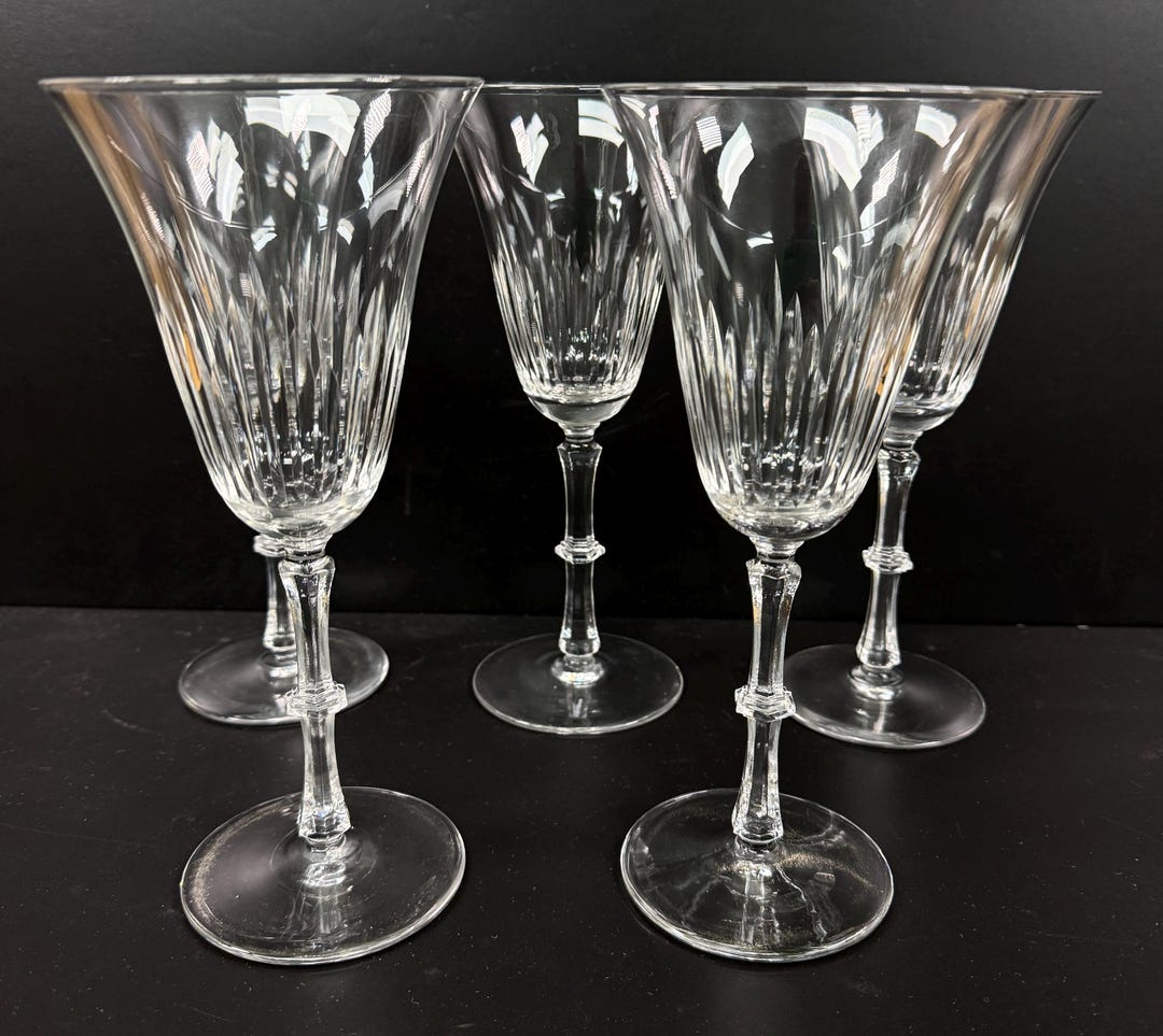 5 Bryce 789-1 Cut Crystal Glass Goblet Stem 8 1/4
