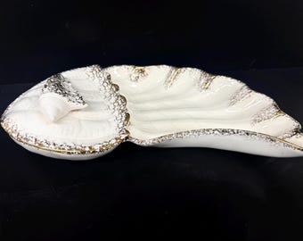 Vintage MCM Mid Century Modern California Pottery Covered Sea Shell Dish Bowl