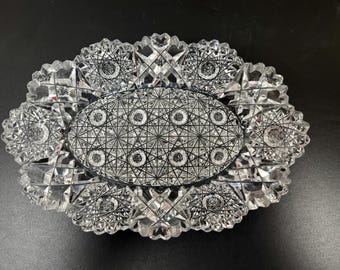 Hunt Royal ABP American Brilliant Period Cut Glass Bowl 7 1/2" x 5 1/4"