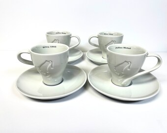 4 Sets Julius Meinl by Kahla China Porcelain Expresso Cups Saucers Ivory Line