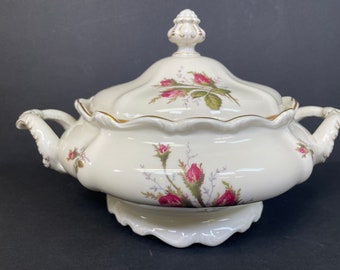 Rosenthan China Porcelain Pompadour Moss Rose Covered Vegetable Bowl Dish Tureen