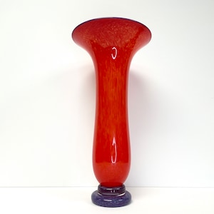 Outstanding Memphis Style Hand Blown Art Glass Vase Signed DOU 1993