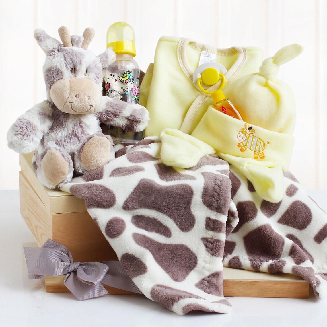 Newborn Baby Gift Crate Neutral Baby Shower Gift Etsy