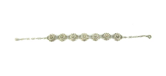 Sterling Silver Filigree Flower Bracelet - Mid Ce… - image 4