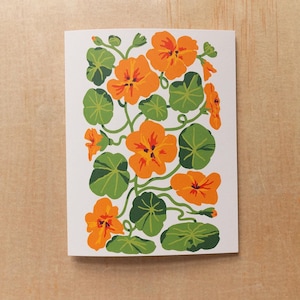 Kaart van Oost-Indische kers | attent briefpapier, vrolijk, blanco kaart, spiritueel geschenk, sociale rechtvaardigheid, helende kunst, overvloed, wenskaart, bloemen