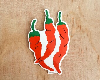 Vinylsticker chilipepers | waterdichte moestuinkunst, opbeurende sticker, op de tuin geïnspireerd, overvloedskunst, journaling, scrapbooking