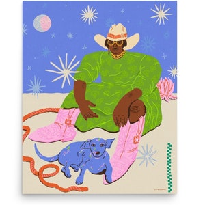 Star Wrangler Art Print | queer cowboy, lgbtq art, pride merch, trans visibility, nonbinary, witchy art, lesbian art, trans rights, femme