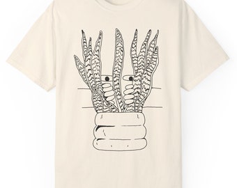 Snake Plant Dandy T-shirt | Sanseveria Cheeky Tee | Aesthetic Sage Green Clothing Cottagecore | Botanical Illustration | Comfort Colors 1717