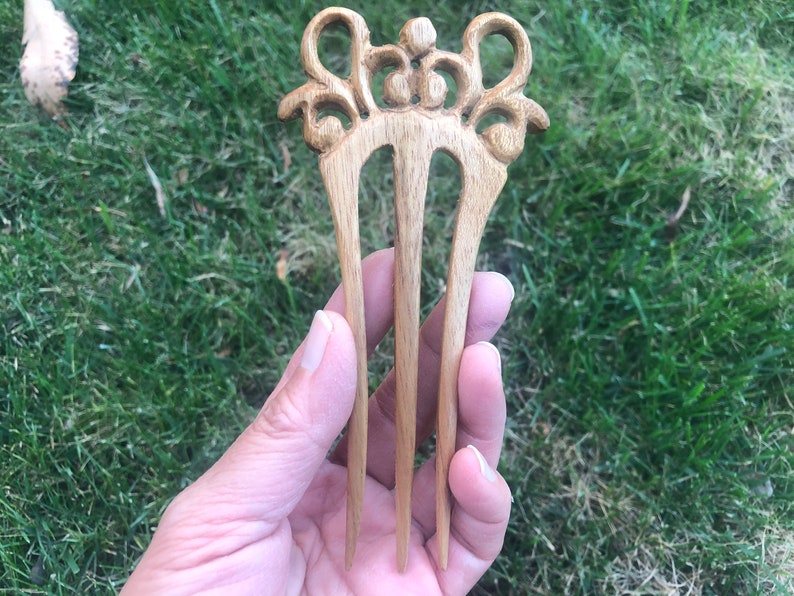 Three Prongs3 Prongs Baroque Victorian Filigree Wood Hair ForkWood Hair StickWood Shawl PinWood Hair Pick.Victorian Wood Hair Jewelry.