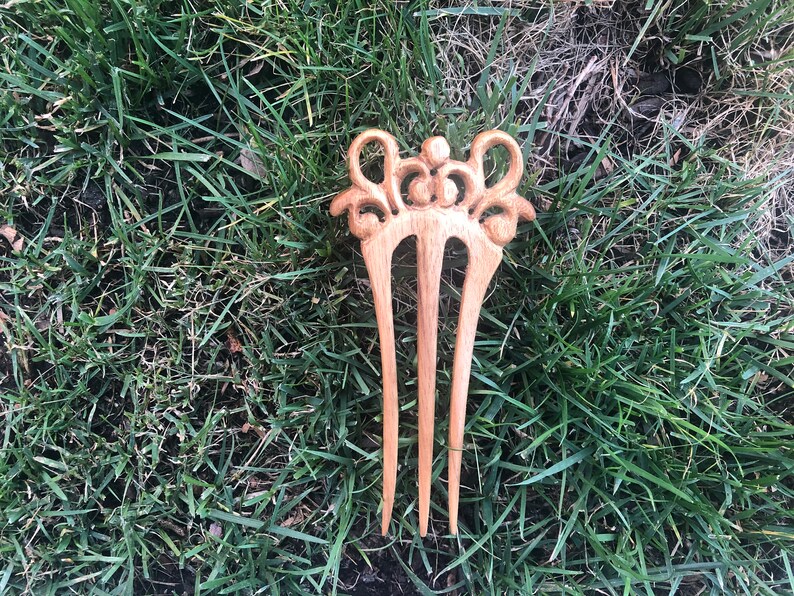 Three Prongs3 Prongs Baroque Victorian Filigree Wood Hair ForkWood Hair StickWood Shawl PinWood Hair Pick.Victorian Wood Hair Jewelry.