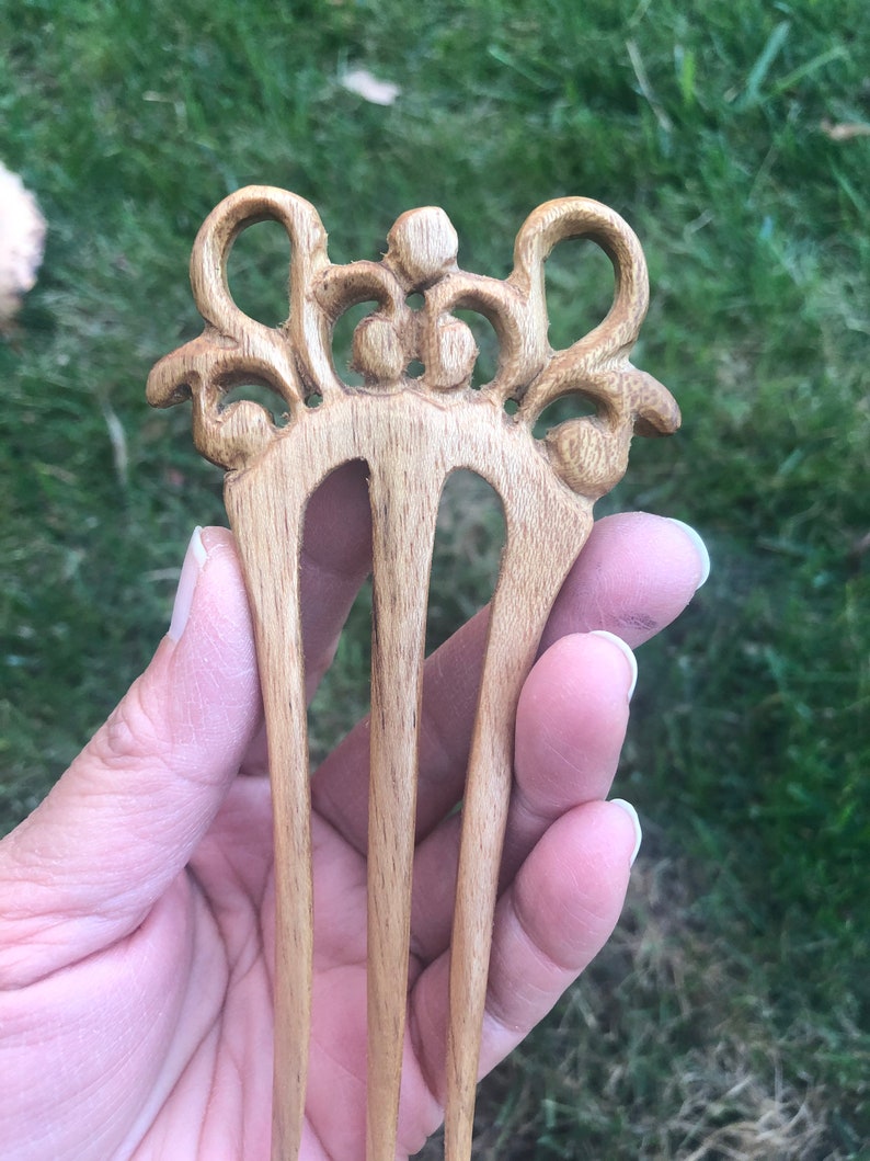 Three Prongs3 Prongs Baroque Victorian Filigree Wood Hair ForkWood Hair StickWood Shawl PinWood Hair Pick.Victorian Wood Hair Jewelry.