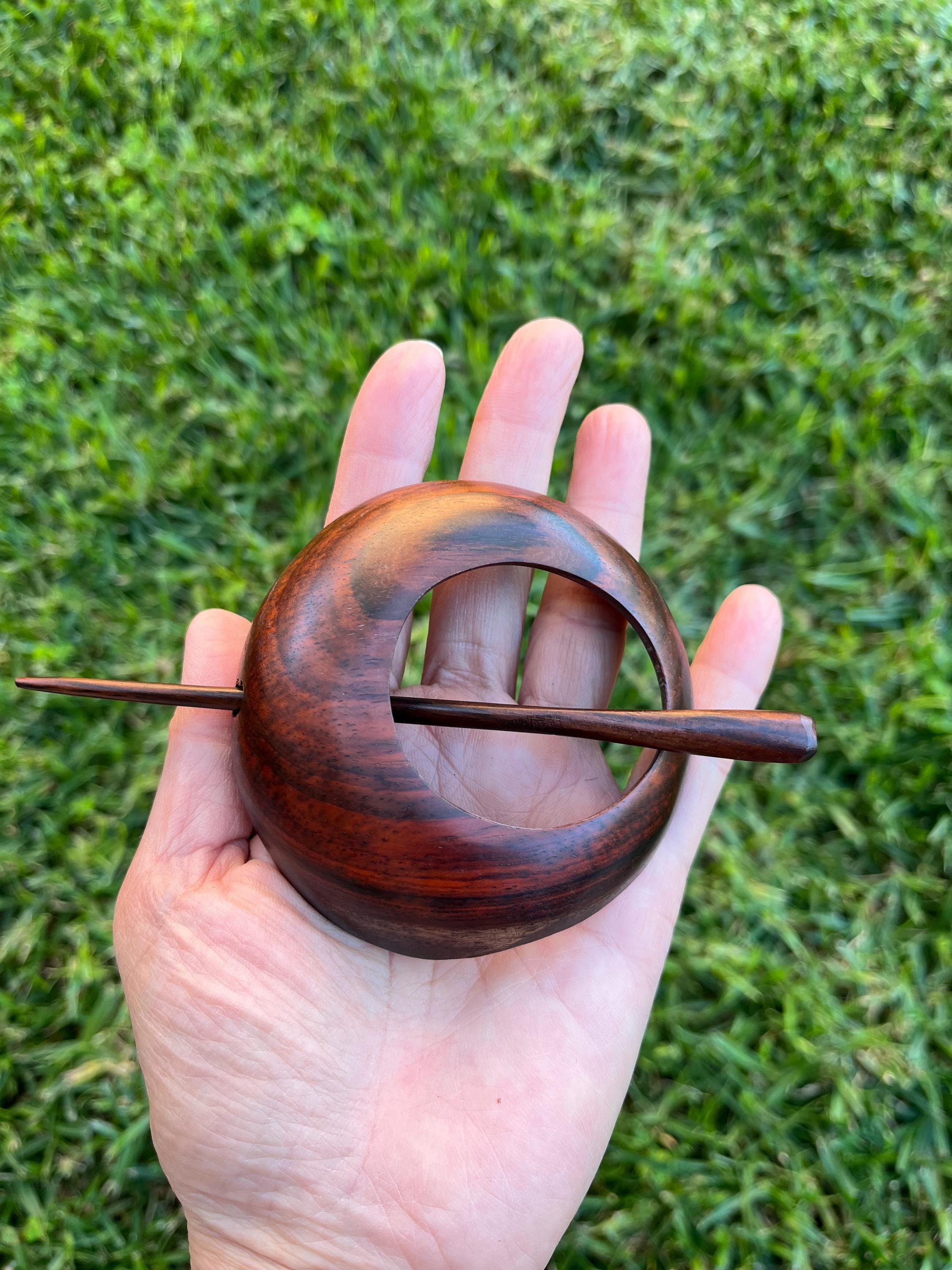 NEW Handmade Geometric Oval Circle Wooden Wood  Hair Barrette, Hair Pin,Hair Stick,Hair Slide,Clip.Shawl Pin,Hair Comb, Haarstab. Natural.