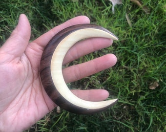 CURVED  Half Moon Crescent Moon Wood Hair Fork.Curved Half Moon Crescent Moon Wood Hair Stick.Moon Bun Holder. Medium Half Moon.DOUBLE SIDED