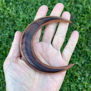 SALE:CURVED Half Moon Crescent Moon Wood Hair Fork.Curved Half Moon Wood Hair Stick.Moon Bun Holder. MEDIUM Size.Two Colors Wood.Handmade
