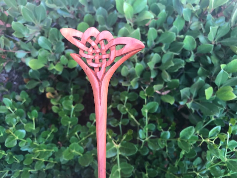 One1 Prong Hand Carved CELTIC WeaveCeltic Knot Wooden Wood Hair ForkHair PinStickHair Pick.Natural Wooden Art.Wood Hair Accessories.NEW
