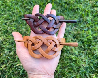 Handmade Celtic Knot Wooden Wood Hair Barrette/Celtic Knot Wood Hair Slide/Hair Pin/Celtic Wood Hair Clip/Hair Clasp/Hair Stick.Natural.New