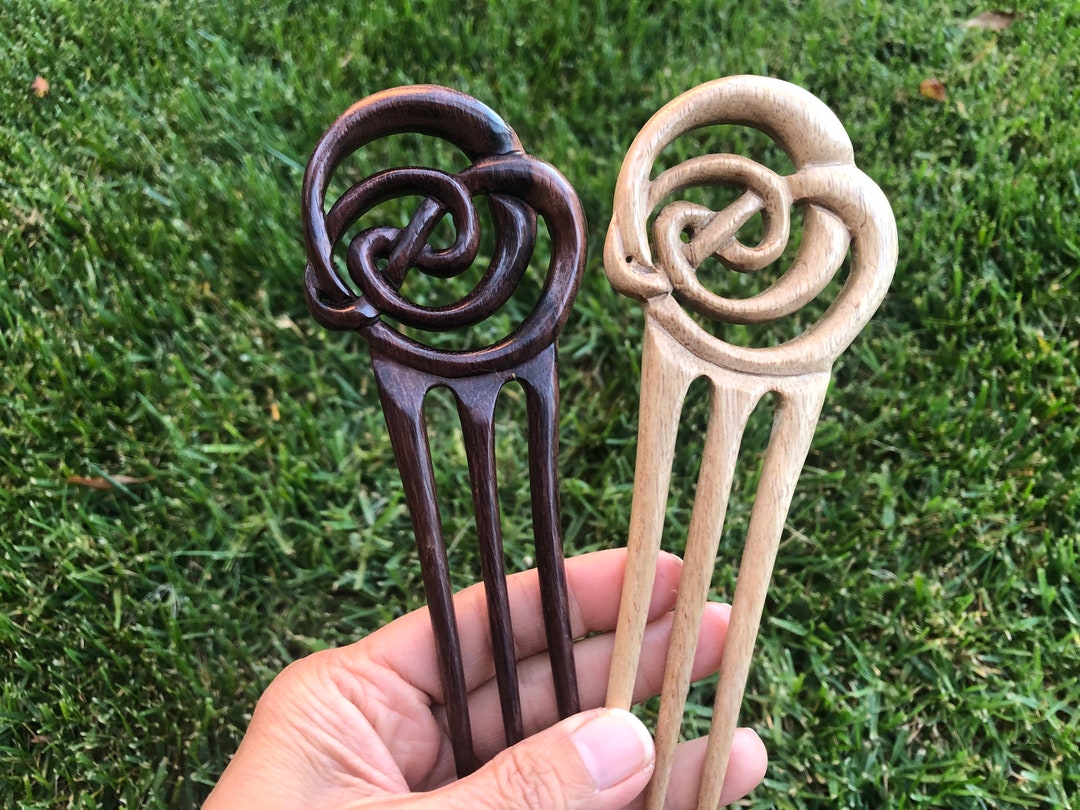 Three Prongs Wooden Wood Hair Fork/wood Hair Pin/hair Pick Etsy