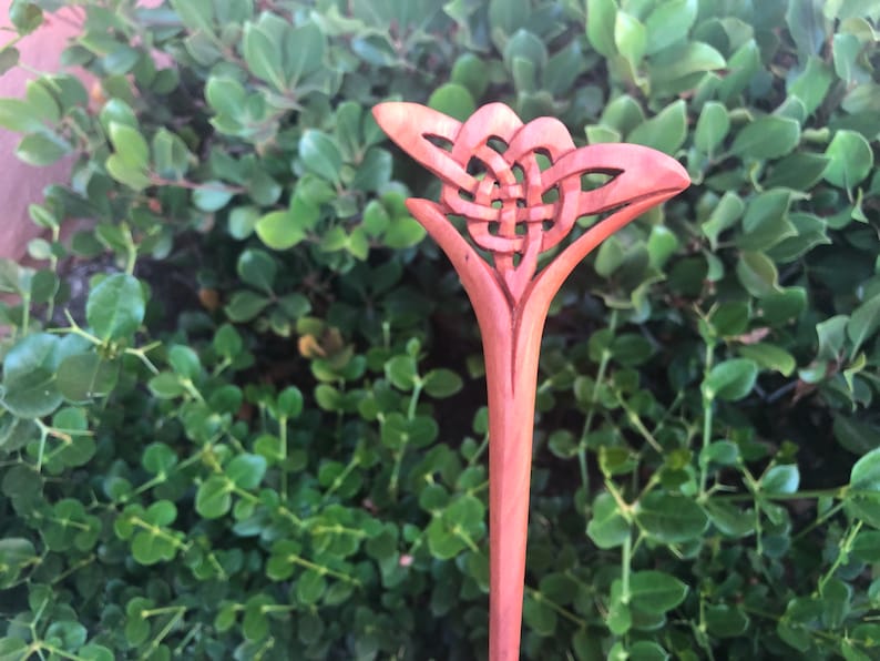One1 Prong Hand Carved CELTIC WeaveCeltic Knot Wooden Wood Hair ForkHair PinStickHair Pick.Natural Wooden Art.Wood Hair Accessories.NEW