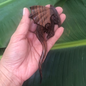 DRAGON Wood Hair Pin.Dragon Wood Hair Stick. Dragon Wood  Hair Fork.Dragon Wood Shawl Pin.Dragon Gift.Dragon Hair Clip.Handmade.Natural.