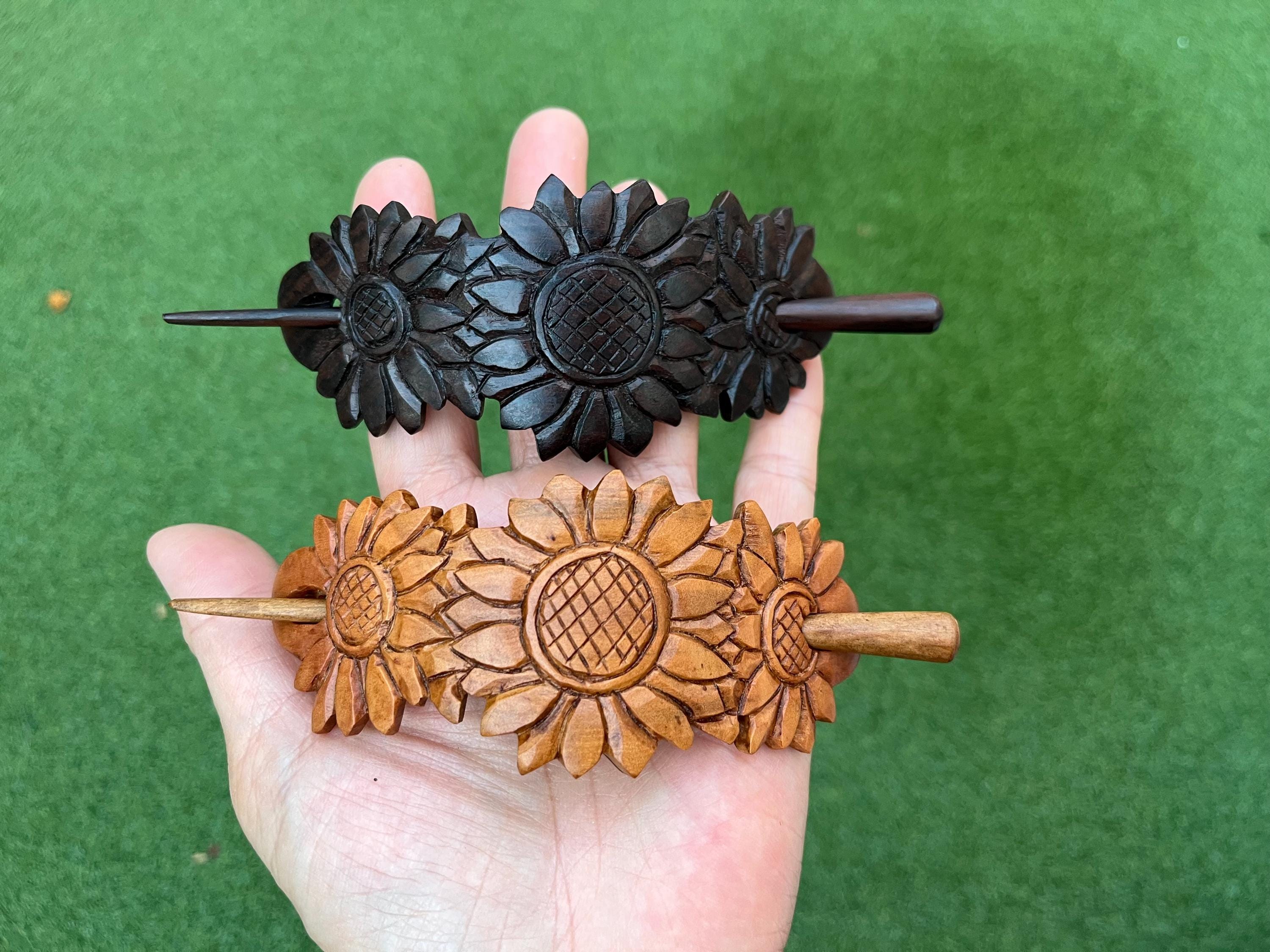 Netsuki Buddha Ponytail Holder Barrette Wooden Unique Wood Ponytail Holder - Etsy main image 4
