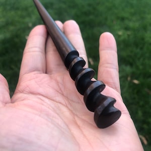 One Prong Hand Turned Wood Hair Pin Wood Hair STICK .CORKSCREW Spiral Twist Wood Hair Stick Hair Pin.New. Sturdy.Dark Chocolate Brown.LONG