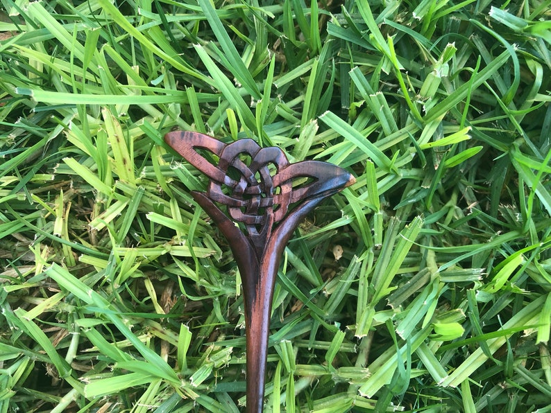 One1 Prong Hand Carved CELTIC WeaveCeltic Knot Wooden Wood Hair ForkHair PinStickHair Pick.Natural Wooden Art.Wood Hair Accessories.NEW