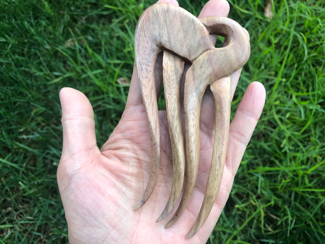 Four Prongs/4 Prongs Celtic KNOT Wooden Wood Hair Fork/hair Comb/wood