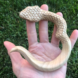 Hand Carved Curved  SNAKE Wood Hair Fork.Curved Snake Wooden Hair Stick.Curved Snake Wood Hair Pin.Snake Wood Hair Accessories.Sturdy.NEW