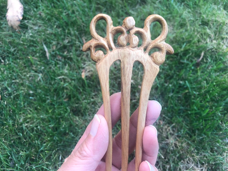 Three Prongs3 Prongs Baroque Victorian Filigree Wood Hair ForkWood Hair StickWood Shawl PinWood Hair Pick.Victorian Wood Hair Jewelry.