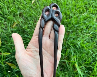 2 Prongs Wood Hair Pin, Wood  Hair Fork, Wood Hair Slide, Natural Sono Rosewood Hair Stick, STURDY. HANDMADE.Rustic. CHUNKY. Abstract. New