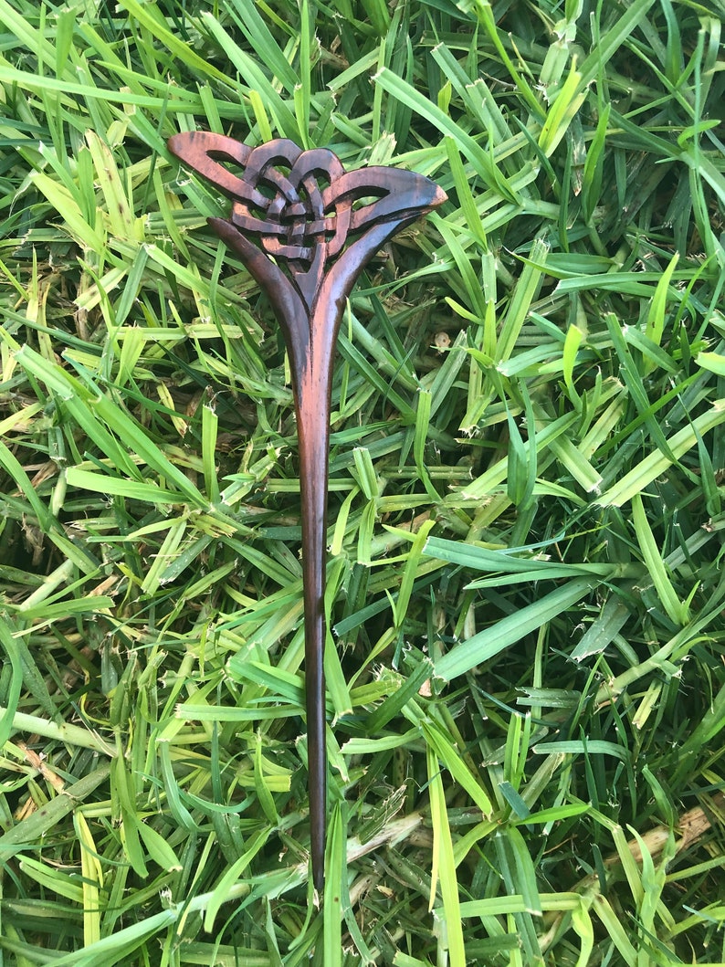 One1 Prong Hand Carved CELTIC WeaveCeltic Knot Wooden Wood Hair ForkHair PinStickHair Pick.Natural Wooden Art.Wood Hair Accessories.NEW