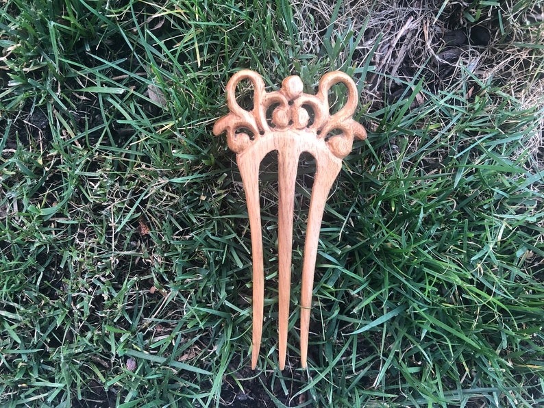 Three Prongs3 Prongs Baroque Victorian Filigree Wood Hair ForkWood Hair StickWood Shawl PinWood Hair Pick.Victorian Wood Hair Jewelry.