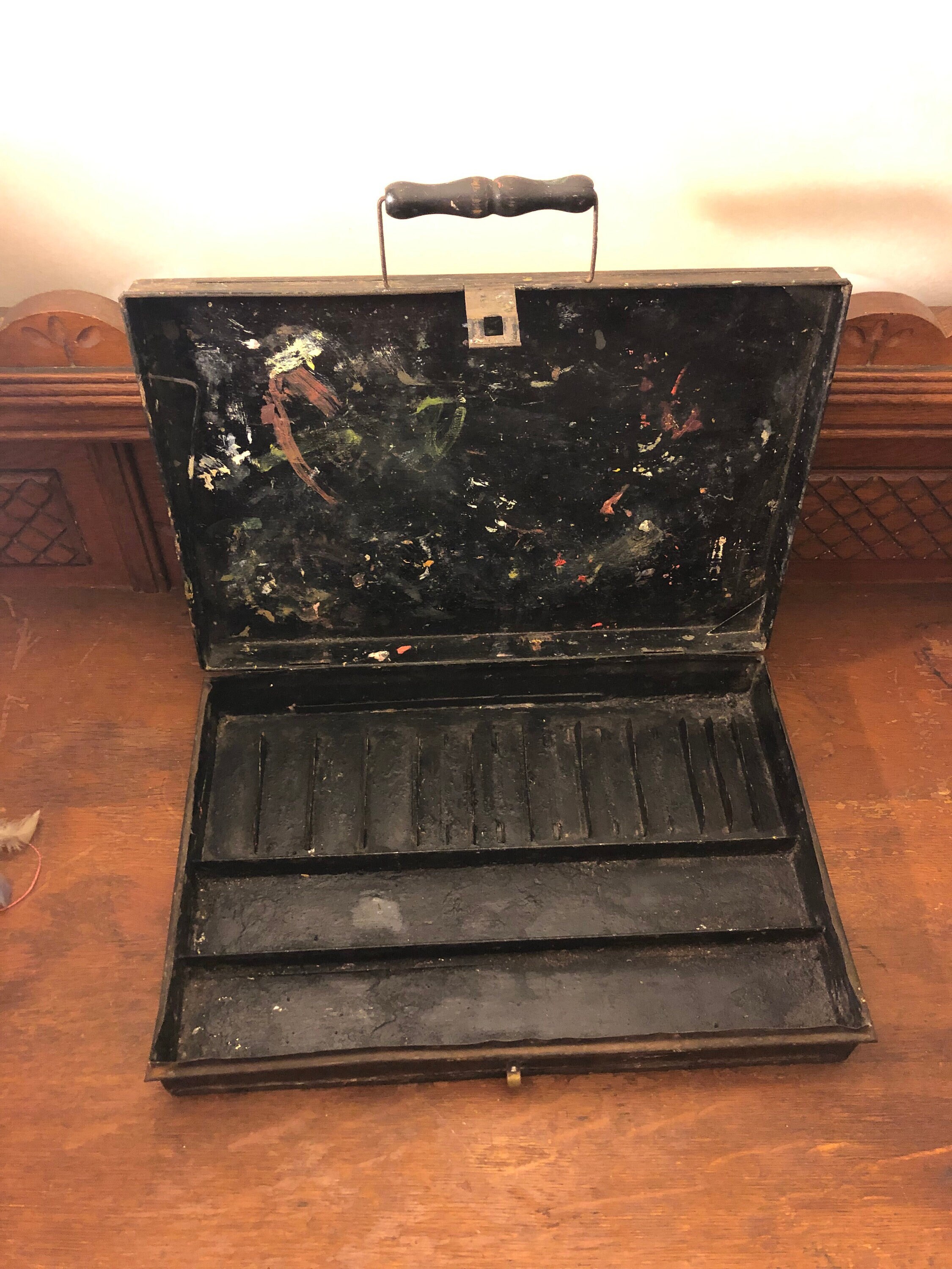 Wooden Briefcase Art Case Artist Travel Box Palette Suitcase Vintage