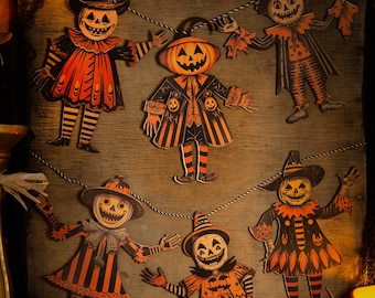 Halloween Vintage bunting wooden, fall decor, halloween decor laser cut unique halloween decor