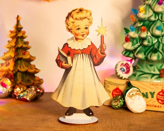 Retro Christmas Decoration Choir Boy's wooden ornament, holiday decor, christmas decor laser cut unique Christmas