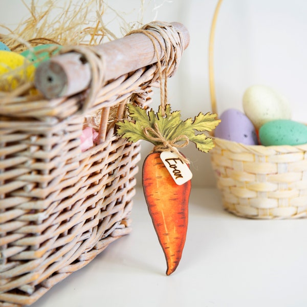 Personalised Easter Carrot Tag  | Easter Basket Tag  | Wooden Easter Decoration  | Easter Place name | Easter Gift  | Easter Egg Hunt