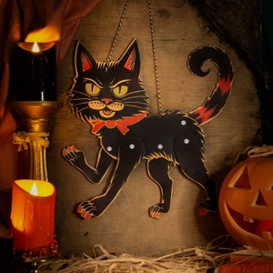 Vintage Stil verbundene Katze Halloween Dekoration hängende Ornament aus Holz, Herbst Dekor, Halloween Dekor Laser geschnitten