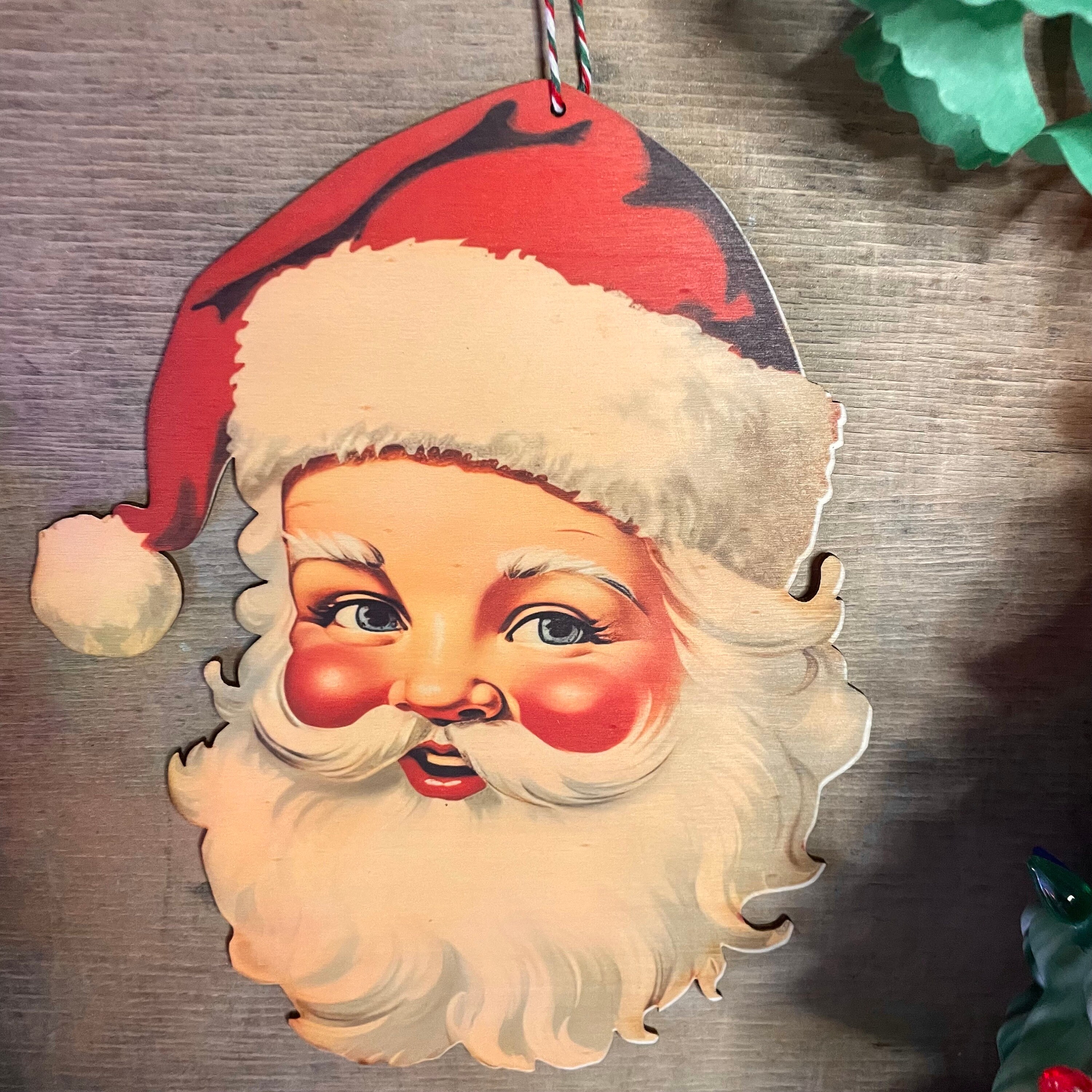 サンタクロース　ビンテージ　壁掛け レトロなサンタヴィンテージクリスマスデコレーションハンガー